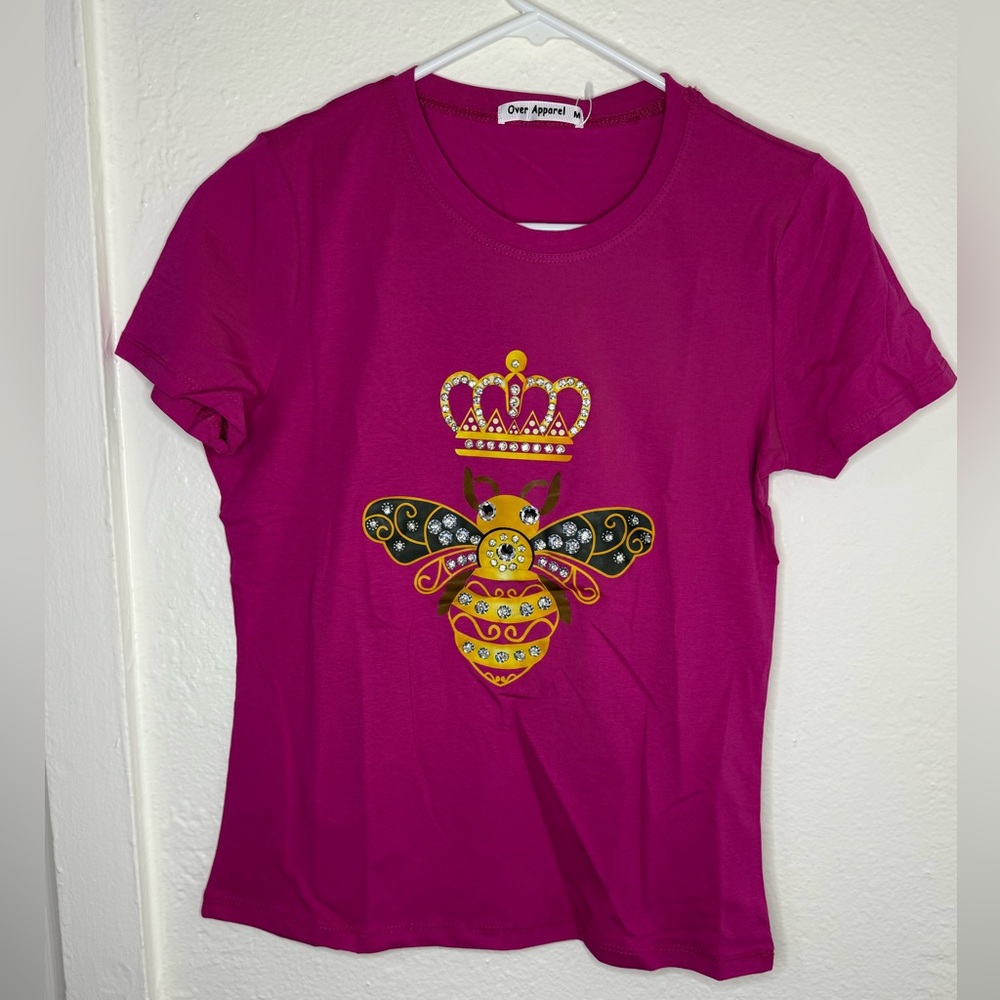 Shirt Women’s Size Medium Purple Color Round Neck Short Sleeve Brand Over Appare